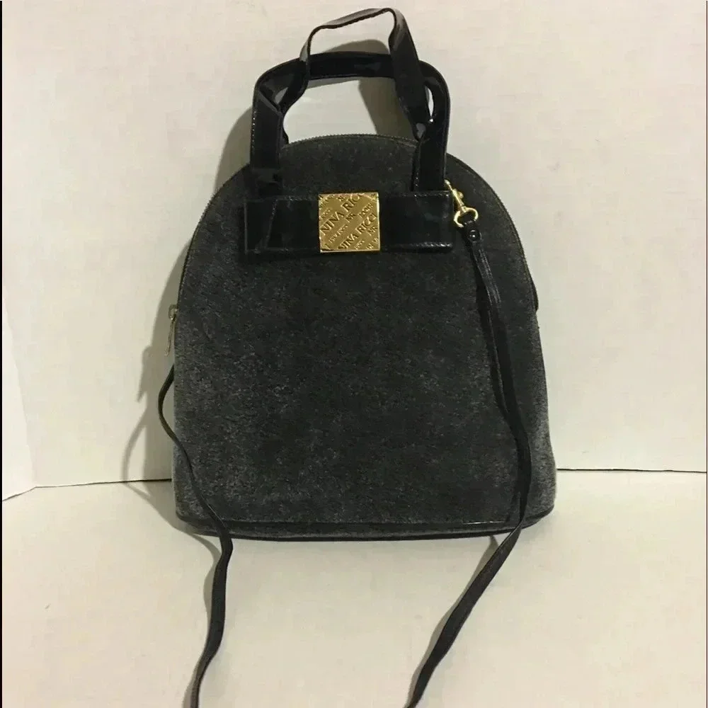 Nina ricci grey pony fur / leather satchel bag